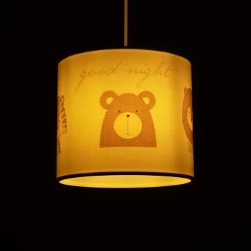 BEAR  Παιδικό Κρεμαστό Φωτιστικό Φιγούρα Μονόφωτο 1 x E27 IP20 Λευκό Ύφασμα - Μ24 x Π24 x Υ70cm