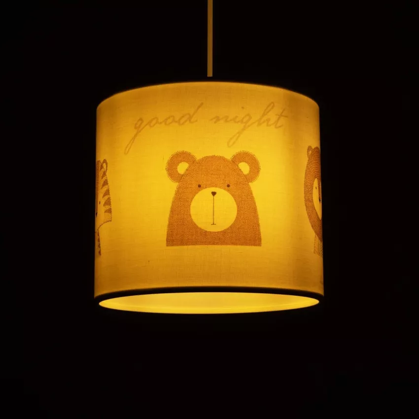 BEAR  Παιδικό Κρεμαστό Φωτιστικό Φιγούρα Μονόφωτο 1 x E27 IP20 Λευκό Ύφασμα - Μ24 x Π24 x Υ70cm