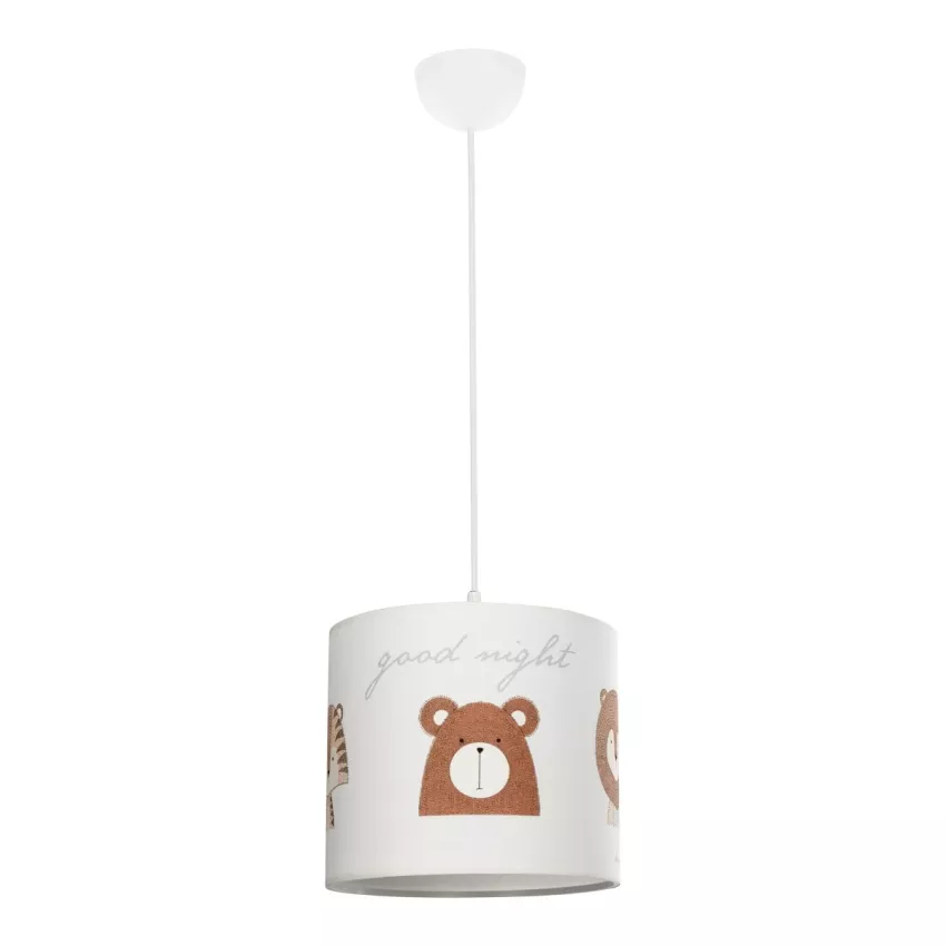 BEAR  Παιδικό Κρεμαστό Φωτιστικό Φιγούρα Μονόφωτο 1 x E27 IP20 Λευκό Ύφασμα - Μ24 x Π24 x Υ70cm