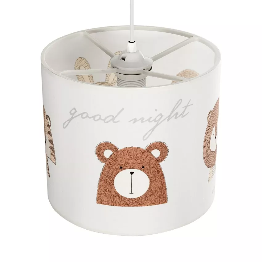 BEAR  Παιδικό Κρεμαστό Φωτιστικό Φιγούρα Μονόφωτο 1 x E27 IP20 Λευκό Ύφασμα - Μ24 x Π24 x Υ70cm
