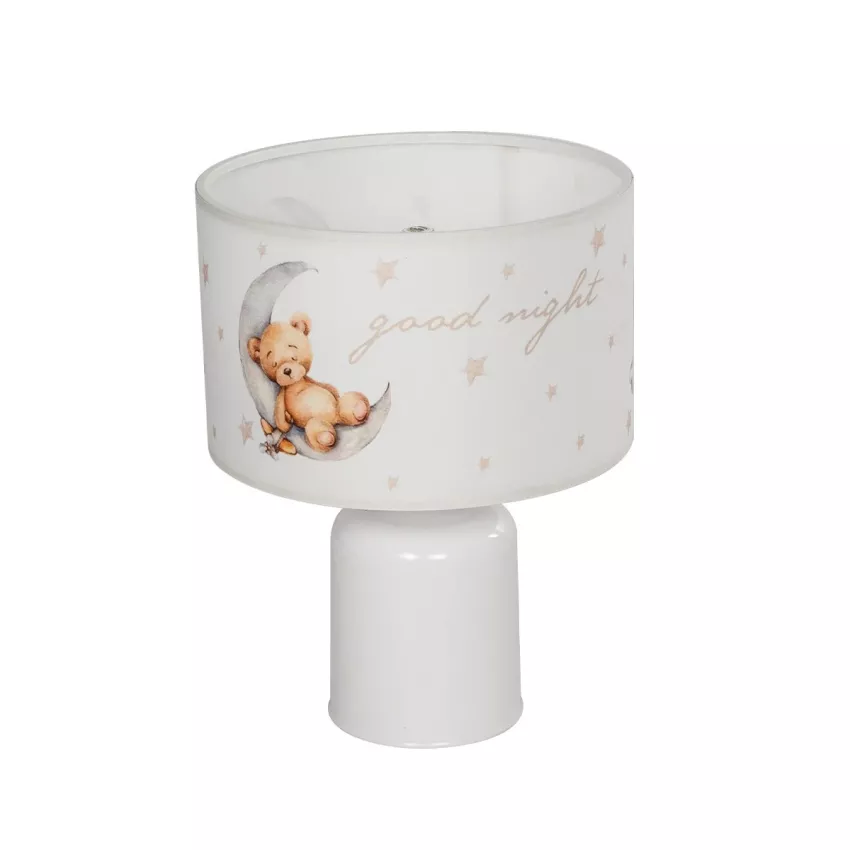 MOON  Παιδικό Eπιτραπέζιο Φωτιστικό Φιγούρα Μονόφωτο 1 x E27 IP20 Λευκό Ύφασμα - Μ24 x Π24 x Υ32cm