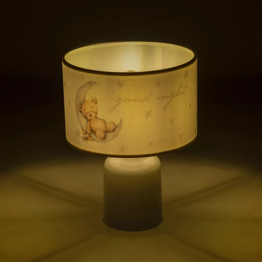 MOON  Παιδικό Eπιτραπέζιο Φωτιστικό Φιγούρα Μονόφωτο 1 x E27 IP20 Λευκό Ύφασμα - Μ24 x Π24 x Υ32cm