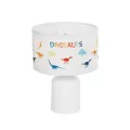 DINO  Παιδικό Eπιτραπέζιο Φωτιστικό Πορτατίφ Μονόφωτο 1 x E27 IP20 Πολύχρωμο Ύφασμα με Λευκό Πλαστικό - Μ24 x Π24 x Υ32cm