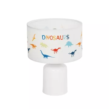 DINO  Παιδικό Eπιτραπέζιο Φωτιστικό Πορτατίφ Μονόφωτο 1 x E27 IP20 Πολύχρωμο Ύφασμα με Λευκό Πλαστικό - Μ24 x Π24 x Υ32cm