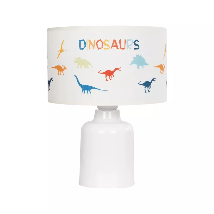 DINO  Παιδικό Eπιτραπέζιο Φωτιστικό Πορτατίφ Μονόφωτο 1 x E27 IP20 Πολύχρωμο Ύφασμα με Λευκό Πλαστικό - Μ24 x Π24 x Υ32cm