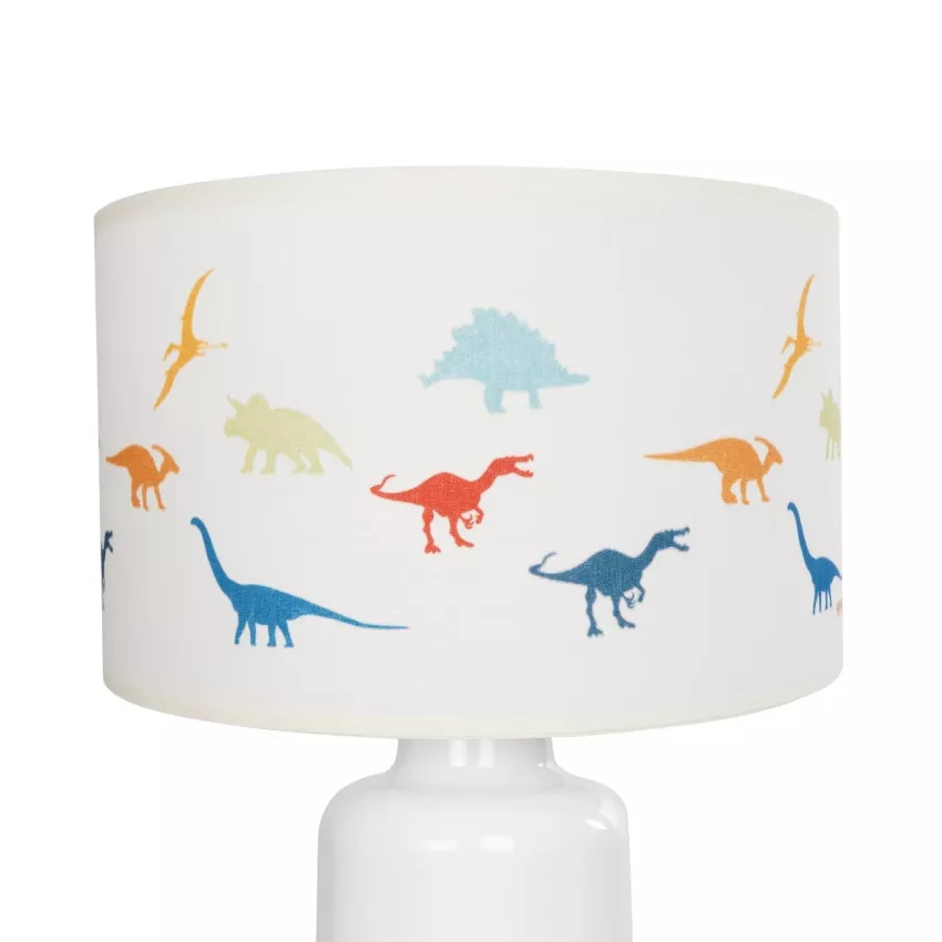 DINO  Παιδικό Eπιτραπέζιο Φωτιστικό Πορτατίφ Μονόφωτο 1 x E27 IP20 Πολύχρωμο Ύφασμα με Λευκό Πλαστικό - Μ24 x Π24 x Υ32cm