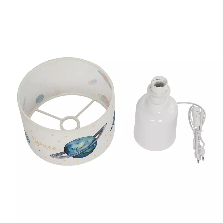 GLOBOSTAR® SATURN  Παιδικό Επιτραπέζιο Φωτιστικό Πορτατίφ με Ντουί 1 x E27 AC 220-240V IP20 - Πολύχρωμο - Μ24 x Π24 x Υ32cm
