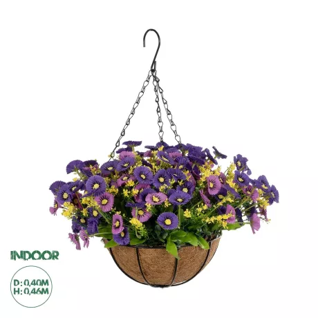 Τεχνητός Κήπος GERBERA HANGING   Τεχνητό Κρεμαστό Διακοσμητικό Φυτό Ζέρμπερας Μ40 x Π40 x Y46cm