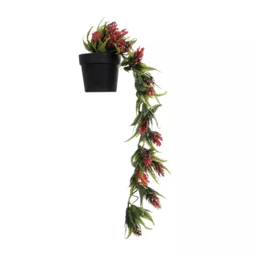 Τεχνητός Κήπος HANGING RED PINE CONE  Τεχνητό Κρεμαστό Διακοσμητικό Φυτό Κόκκινο Κουκουνάρι Μ17 x Π17 x Υ50cm