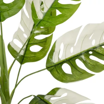 Τεχνητός Κήπος ALBINO MONSTERA  Τεχνητό Διακοσμητικό Φυτό Πράσινη & Λευκή Μονστέρα Μ90 x Π90 x Υ90cm