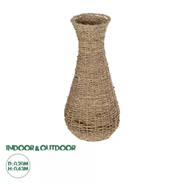 Τεχνητός Κήπος CALIFORNIA  Διακοσμητικό Πλεκτό Καλάθι - Κασπώ Γλάστρα -  Μπεζ Μ20 x Π20 x Υ43cm