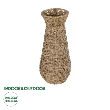 Τεχνητός Κήπος PANAMA  Διακοσμητικό Πλεκτό Καλάθι - Κασπώ Γλάστρα -  Μπεζ Μ20 x Π20 x Υ40cm