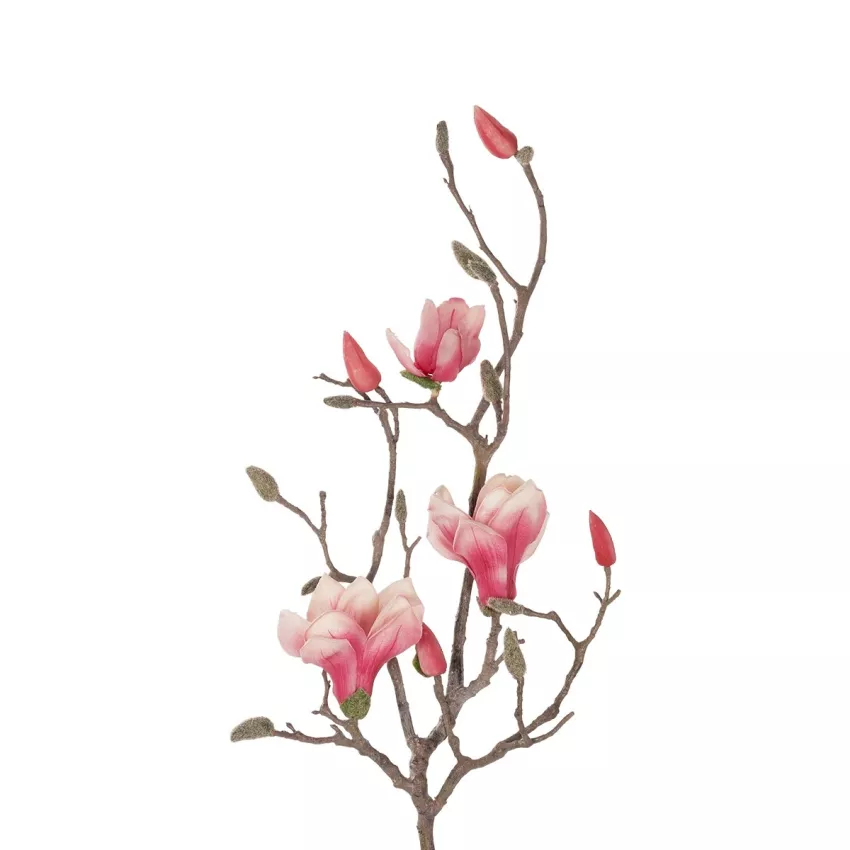 Τεχνητός Κήπος WHITE - PINK MAGNOLIA  Τεχνητό Διακοσμητικό Κλαδί Ροζ Μανόλια Μ30 x Π13 x Υ110cm