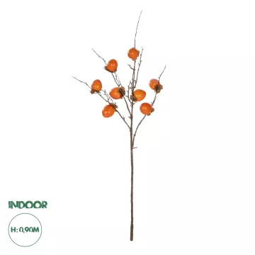 Τεχνητός Κήπος PERSIMMON FRUIT  Τεχνητό Διακοσμητικό Κλαδί Πορτοκαλί & Καφέ Λωτός Μ35 x Π7 x Υ90cm