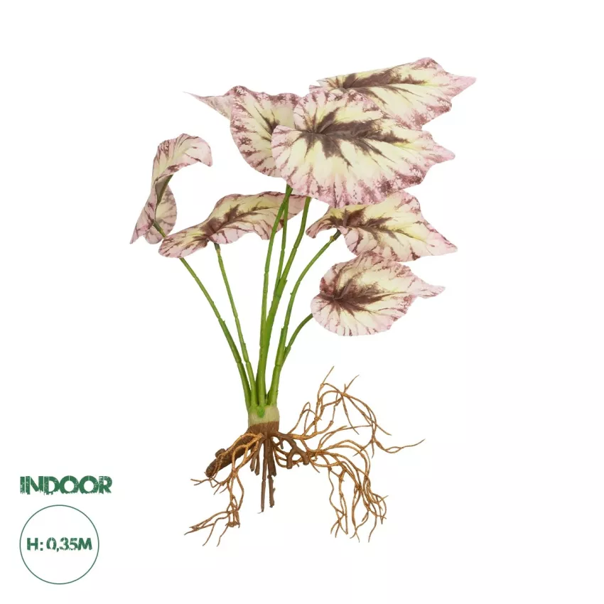 Τεχνητός Κήπος BEGONIA LEAVES ROOTED  Τεχνητό Διακοσμητικό Φυτό Πολύχρωμη Βιγόνια Μ25 x Π14 x Υ35cm