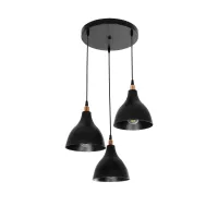 GLOBOSTAR® RADE  Μοντέρνο Κρεμαστό Φωτιστικό Οροφής με Ντουί 3 x E27 AC 220-240V IP20 - Μαύρο & Χάλκινο - Μ40 x Π40 x Υ40cm