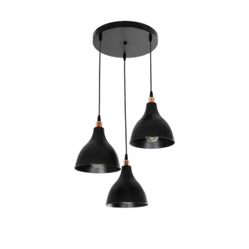 GLOBOSTAR® RADE  Μοντέρνο Κρεμαστό Φωτιστικό Οροφής με Ντουί 3 x E27 AC 220-240V IP20 - Μαύρο & Χάλκινο - Μ40 x Π40 x Υ40cm