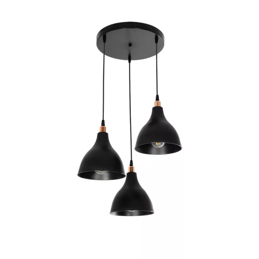 GLOBOSTAR® RADE  Μοντέρνο Κρεμαστό Φωτιστικό Οροφής με Ντουί 3 x E27 AC 220-240V IP20 - Μαύρο & Χάλκινο - Μ40 x Π40 x Υ40cm