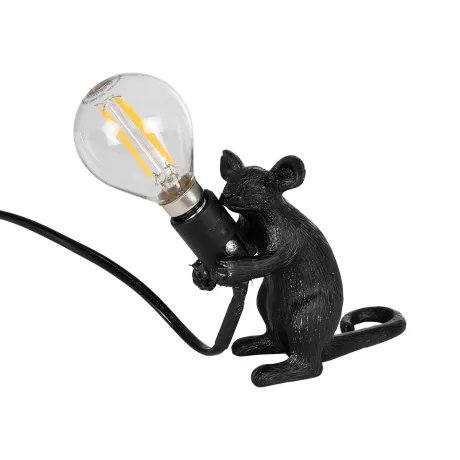 MOUSE  Vintage Επιτραπέζιο Φωτιστικό Πορτατίφ Μονόφωτο 1 x E12 IP20 Μαύρο Πλαστικό - Μ12 x Π4 x Υ10cm