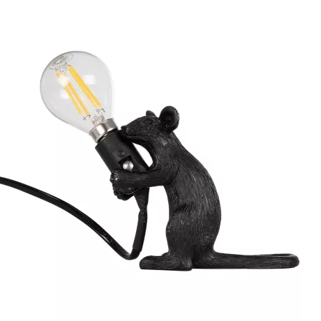 MOUSE  Vintage Επιτραπέζιο Φωτιστικό Πορτατίφ Μονόφωτο 1 x E12 IP20 Μαύρο Πλαστικό - Μ12 x Π4 x Υ10cm