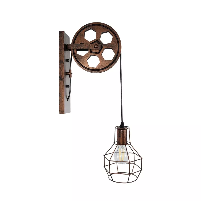 RYDON  Vintage Επιτοίχιο Φωτιστικό Απλίκα Μονόφωτο 1 x E27 IP20 Χάλκινο Μέταλλο - Μ15 x Π24 x Υ70cm