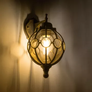 ETOILE  Vintage Επιτοίχιο Φωτιστικό Απλίκα Μονόφωτο 1 x E27 IP20 Καφέ & Χρυσό Μέταλλο με Μελί Γυαλί - Φ18 x Υ27cm