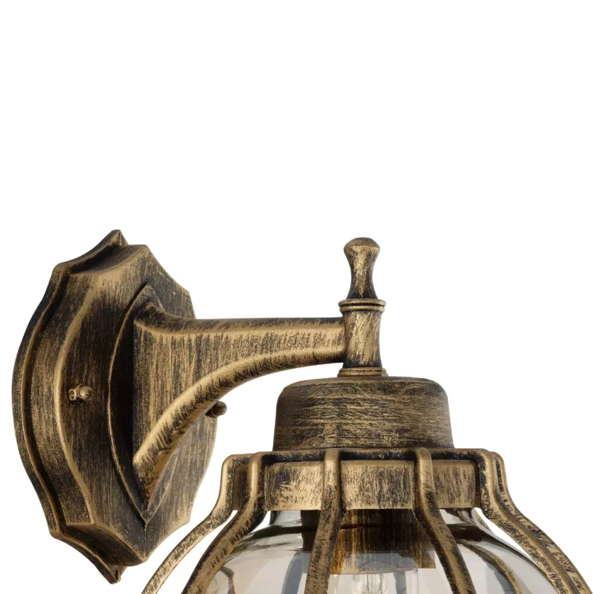 ETOILE  Vintage Επιτοίχιο Φωτιστικό Απλίκα Μονόφωτο 1 x E27 IP20 Καφέ & Χρυσό Μέταλλο με Μελί Γυαλί - Φ18 x Υ27cm
