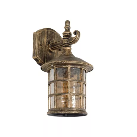 GLOBOSTAR® PHAROS  Vintage Φωτιστικό Τοίχου - Απλίκα με Ντουί 1 x E27 AC 220-240V IP20 - Μπρούτζινο Εφέ Σκουριάς - Μ17 x Π19 x Υ29cm