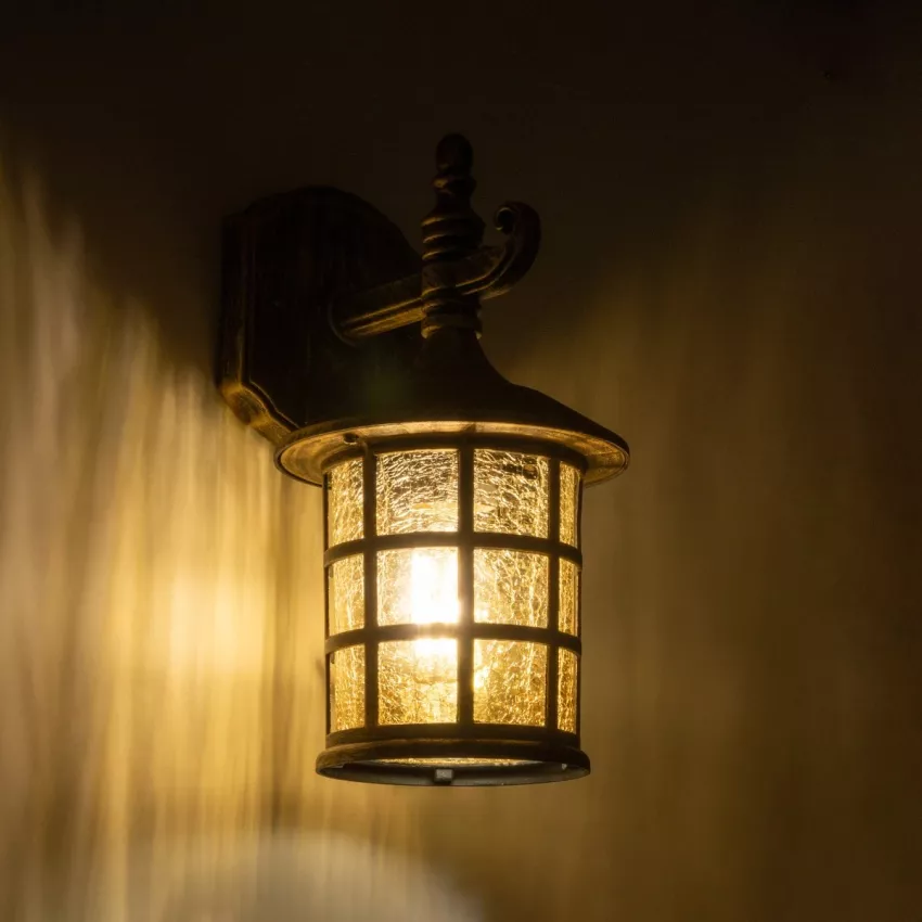 GLOBOSTAR® PHAROS  Vintage Φωτιστικό Τοίχου - Απλίκα με Ντουί 1 x E27 AC 220-240V IP20 - Μπρούτζινο Εφέ Σκουριάς - Μ17 x Π19 x Υ29cm