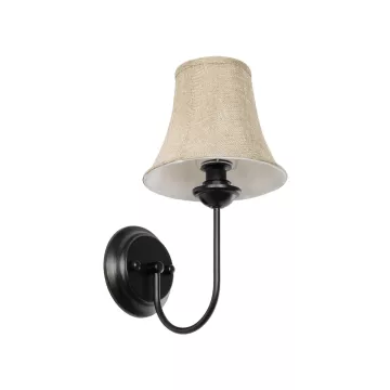 GLOBOSTAR® SHELLY  Vintage Φωτιστικό Τοίχου - Απλίκα με Ντουί 1 x E27 AC 220-240V IP20 - Μαύρο & Μπεζ - Μ13 x Π18 x Υ34cm