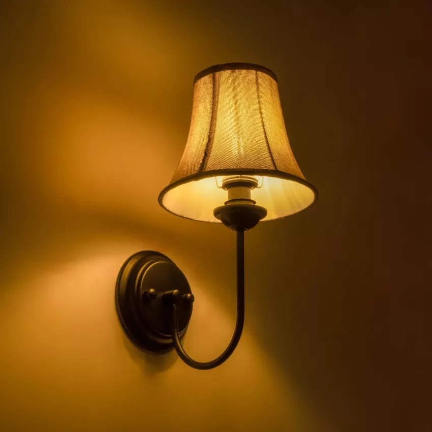 GLOBOSTAR® SHELLY  Vintage Φωτιστικό Τοίχου - Απλίκα με Ντουί 1 x E27 AC 220-240V IP20 - Μαύρο & Μπεζ - Μ13 x Π18 x Υ34cm