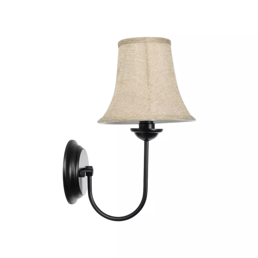GLOBOSTAR® SHELLY  Vintage Φωτιστικό Τοίχου - Απλίκα με Ντουί 1 x E27 AC 220-240V IP20 - Μαύρο & Μπεζ - Μ13 x Π18 x Υ34cm