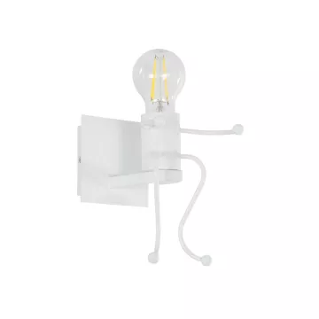 LITTLE MAN  Μοντέρνο Επιτοίχιο Φωτιστικό Απλίκα Μονόφωτο 1 x E27 IP20 Λευκό Μέταλλο - Μ12 x Π19 x Υ17cm