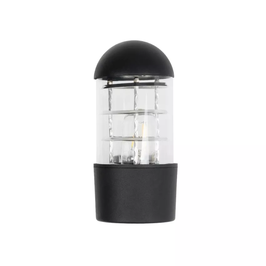 NEWI  Μοντέρνο Επιτοίχιο Φωτιστικό Απλίκα Μονόφωτο 1 x E27 IP20 Μαύρο & Ασημί Μέταλλο με Διάφανο Γυαλί - Μ11 x Π17 x Υ23cm