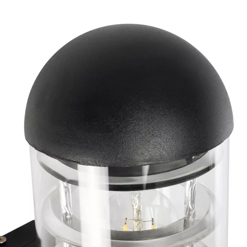 NEWI  Μοντέρνο Επιτοίχιο Φωτιστικό Απλίκα Μονόφωτο 1 x E27 IP20 Μαύρο & Ασημί Μέταλλο με Διάφανο Γυαλί - Μ11 x Π17 x Υ23cm