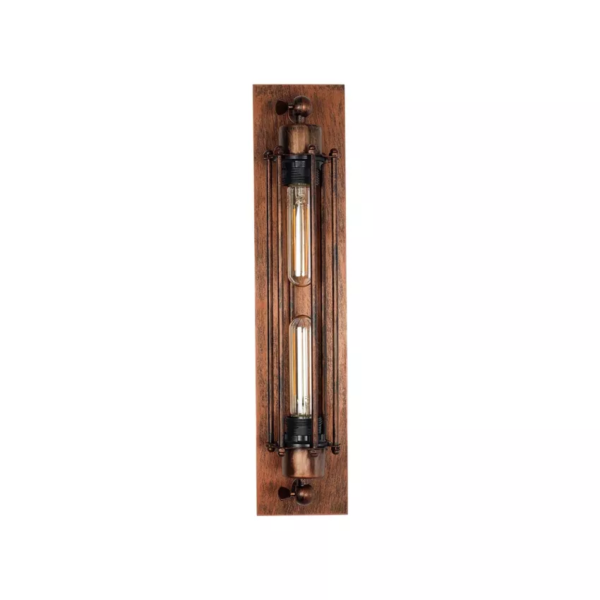 GLOBOSTAR® BESPOKE  Vintage Φωτιστικό Τοίχου - Απλίκα με Ντουί 2 x E27 AC 220-240V IP20 - Χάλκινο Εφέ Σκουριάς - Μ10 x Π11 x Υ47cm