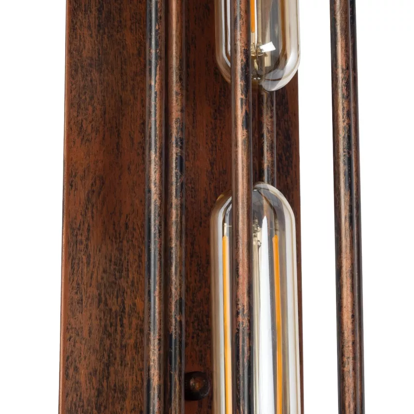 GLOBOSTAR® BESPOKE  Vintage Φωτιστικό Τοίχου - Απλίκα με Ντουί 2 x E27 AC 220-240V IP20 - Χάλκινο Εφέ Σκουριάς - Μ10 x Π11 x Υ47cm