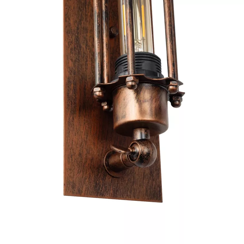 GLOBOSTAR® BESPOKE  Vintage Φωτιστικό Τοίχου - Απλίκα με Ντουί 2 x E27 AC 220-240V IP20 - Χάλκινο Εφέ Σκουριάς - Μ10 x Π11 x Υ47cm