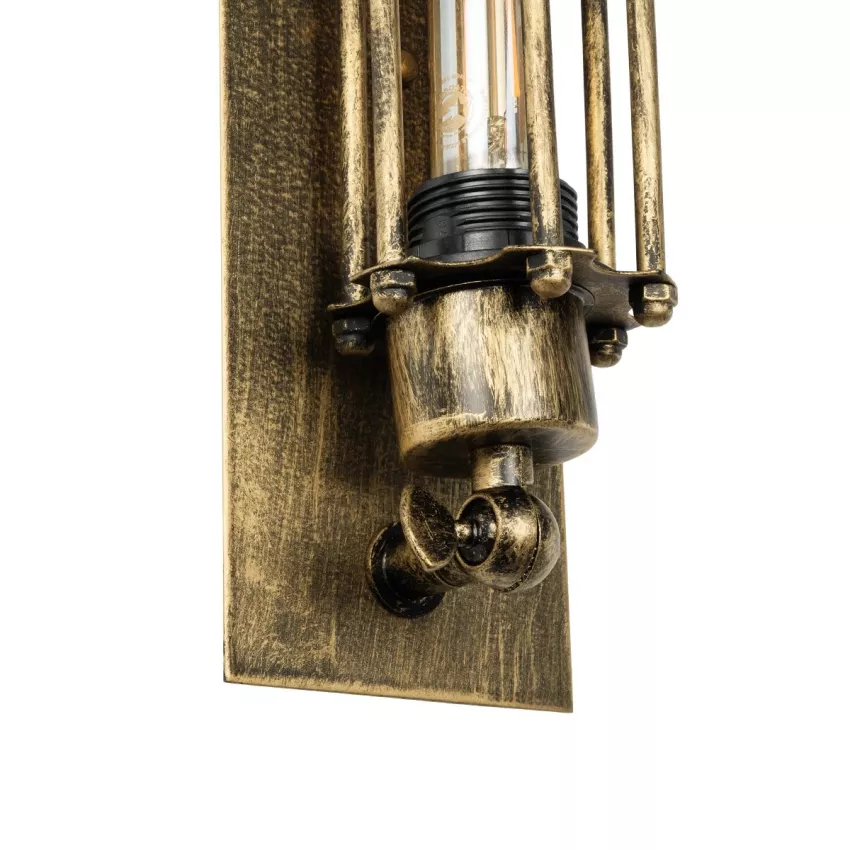 BESPOKE  Vintage Επιτοίχιο Φωτιστικό Απλίκα Δίφωτο 2 x E27 IP20 Μπρούτζινο Μέταλλο - Μ9.5 x Π10 x Υ47cm