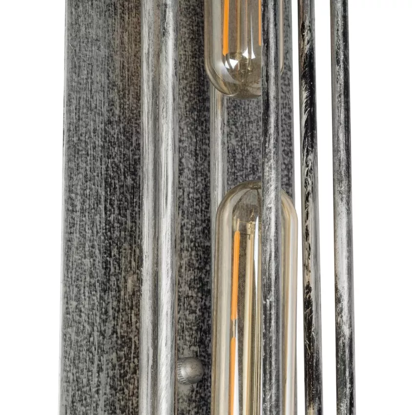 BESPOKE  Vintage Επιτοίχιο Φωτιστικό Απλίκα Δίφωτο 2 x E27 IP20 Ασημί Μέταλλο - Μ9.5 x Π10 x Υ47cm