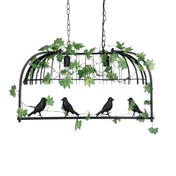 NEST  Vintage Κρεμαστό Φωτιστικό Φιγούρα Δίφωτο 2 x E27 IP20 Μαύρο Μέταλλο με Πράσινο Πλαστικό - Μ73.6 x Π37.5 x Y38cm