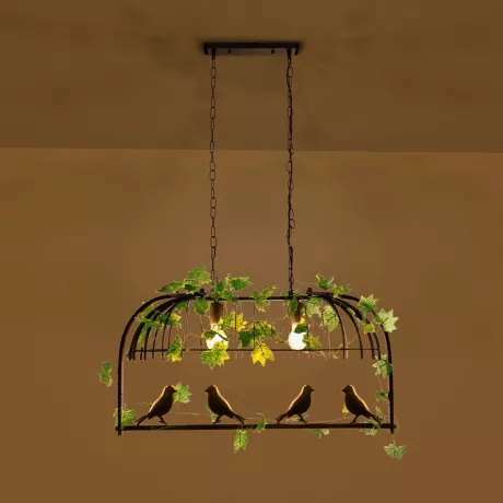 NEST  Vintage Κρεμαστό Φωτιστικό Φιγούρα Δίφωτο 2 x E27 IP20 Μαύρο Μέταλλο με Πράσινο Πλαστικό - Μ73.6 x Π37.5 x Y38cm