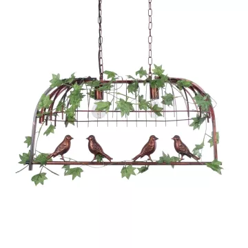 NEST  Vintage Κρεμαστό Φωτιστικό Φιγούρα Δίφωτο 2 x E27 IP20 Χάλκινο Μέταλλο με Πράσινο Πλαστικό - Μ73.6 x Π37.5 x Y38.5cm