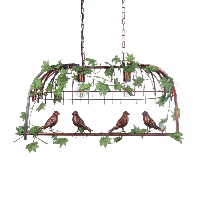 NEST  Vintage Κρεμαστό Φωτιστικό Φιγούρα Δίφωτο 2 x E27 IP20 Χάλκινο Μέταλλο με Πράσινο Πλαστικό - Μ73.6 x Π37.5 x Y38.5cm