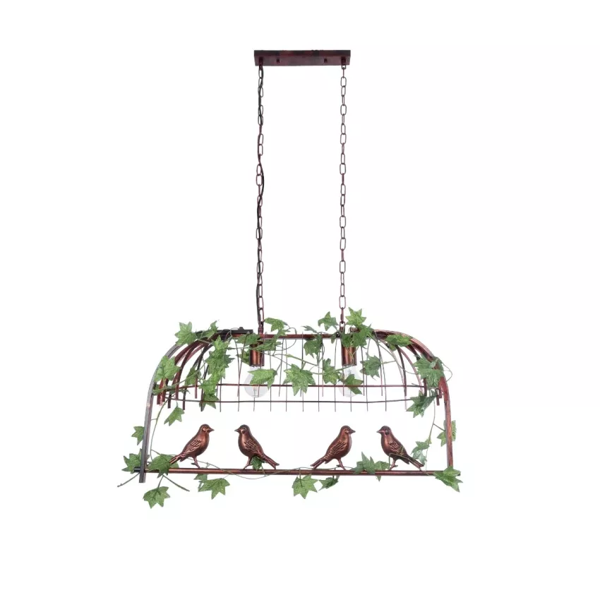 NEST  Vintage Κρεμαστό Φωτιστικό Φιγούρα Δίφωτο 2 x E27 IP20 Χάλκινο Μέταλλο με Πράσινο Πλαστικό - Μ73.6 x Π37.5 x Y38.5cm