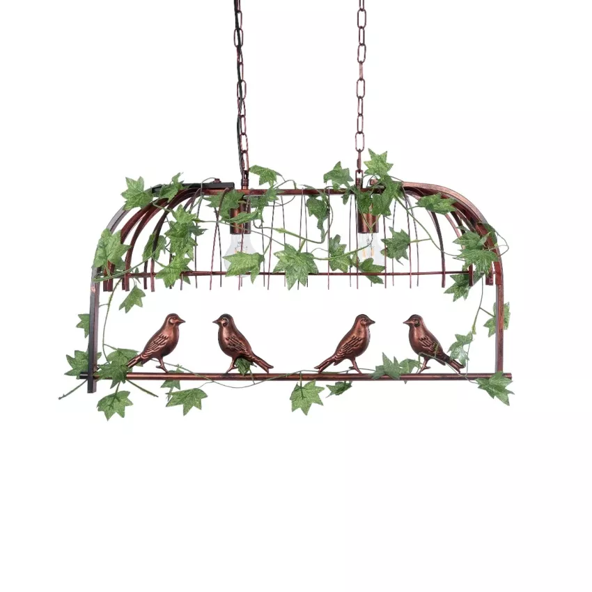 NEST  Vintage Κρεμαστό Φωτιστικό Φιγούρα Δίφωτο 2 x E27 IP20 Χάλκινο Μέταλλο με Πράσινο Πλαστικό - Μ73.6 x Π37.5 x Y38.5cm