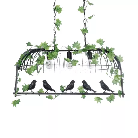 NEST  Vintage Κρεμαστό Φωτιστικό Φιγούρα Τρίφωτο 3 x E27 IP20 Μαύρο Μέταλλο με Πράσινο Πλαστικό - Μ85.5 x Π37.5 x Y38cm