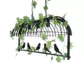 NEST  Vintage Κρεμαστό Φωτιστικό Φιγούρα Τρίφωτο 3 x E27 IP20 Μαύρο Μέταλλο με Πράσινο Πλαστικό - Μ85.5 x Π37.5 x Y38cm
