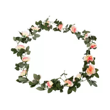 Τεχνητό Κρεμαστό Φυτό Διακοσμητική Γιρλάντα Μήκους 2 μέτρων με 16 X Μεγάλα Τριαντάφυλλα Ροζ