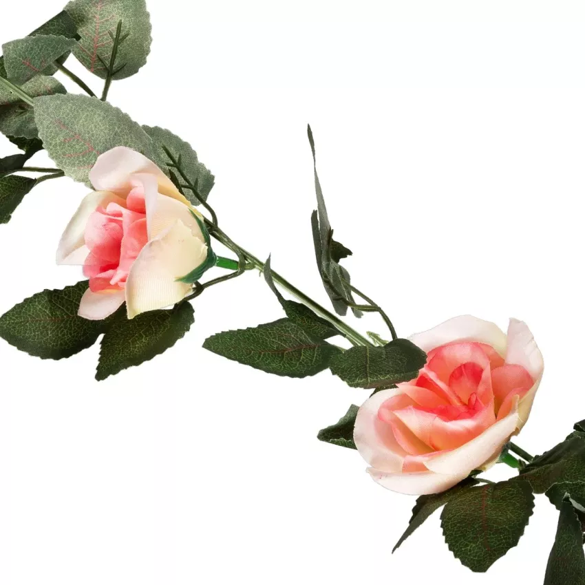 Τεχνητό Κρεμαστό Φυτό Διακοσμητική Γιρλάντα Μήκους 2 μέτρων με 16 X Μεγάλα Τριαντάφυλλα Ροζ